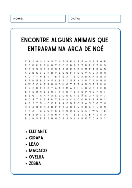 Caça-palavras - Animais da Arca de Noé v.3