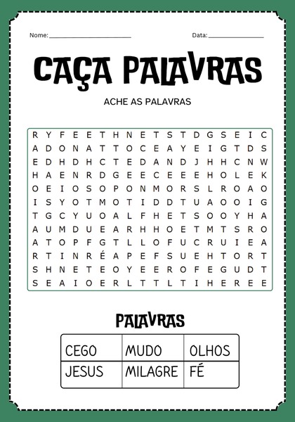 Caça-palavras - Curando o Cego e Mudo