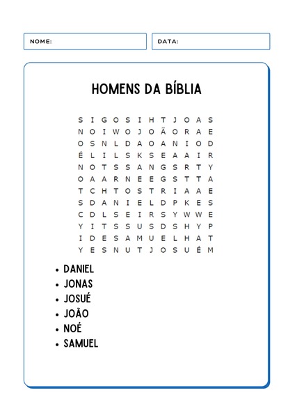 Caça-palavras - Homens da Bíblia