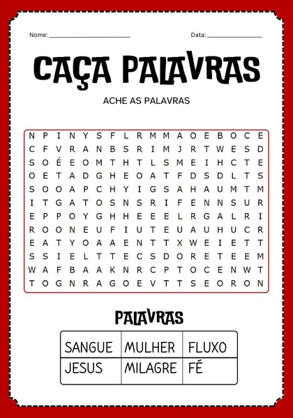 Caça-palavras - Mulher com Fluxo de Sangue