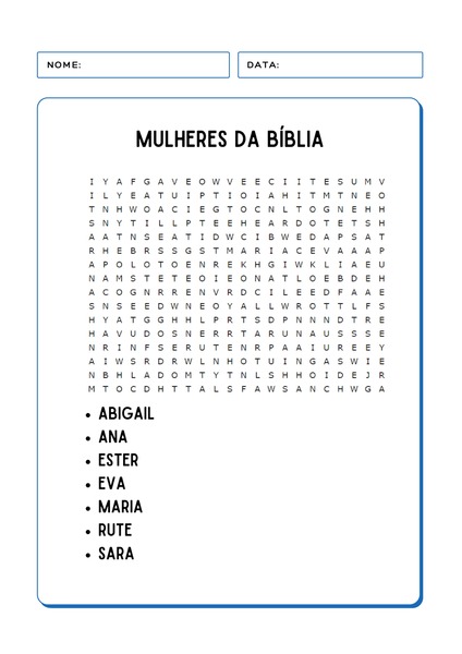 Caça-palavras - Mulheres da Bíblia v.2