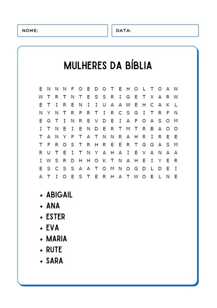 Caça-palavras - Mulheres da Bíblia v.3