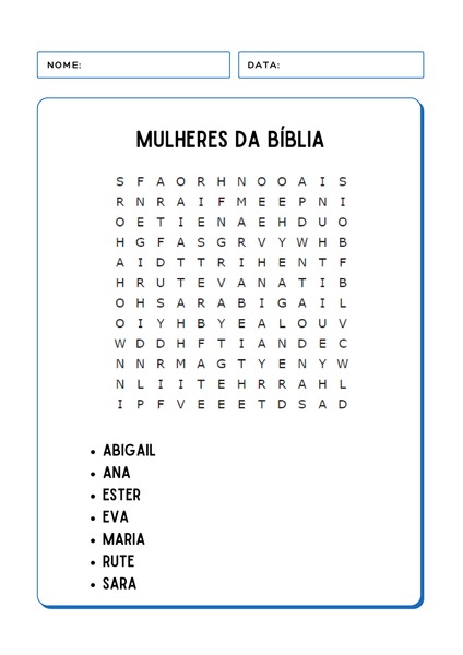 Caça-palavras - Mulheres da Bíblia