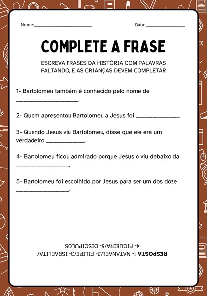 Complete a Frase - Bartolomeu
