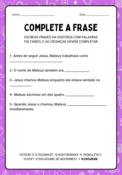 Complete a Frase - Mateus