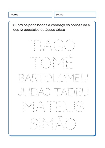 Cubra os Pontilhados dos Nomes dos Apóstolos v.2