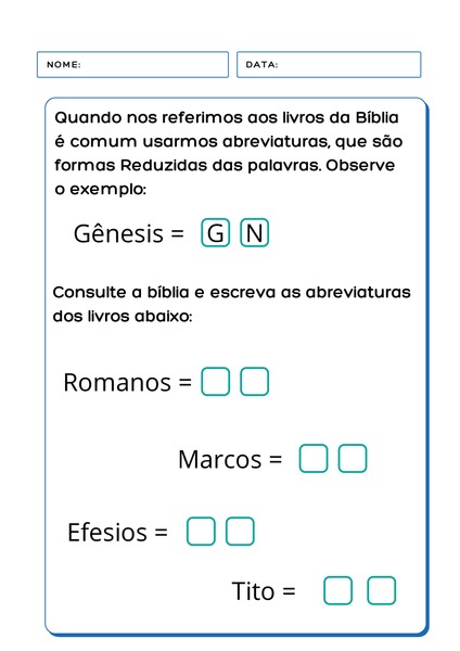 Escreva as Abreviaturas dos Livros v.6