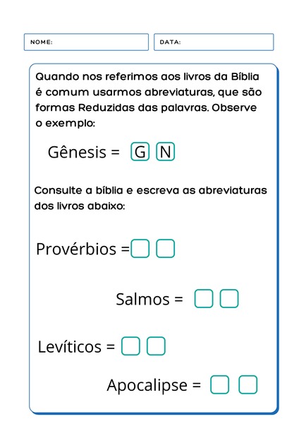 Escreva as Abreviaturas dos Livros v.7