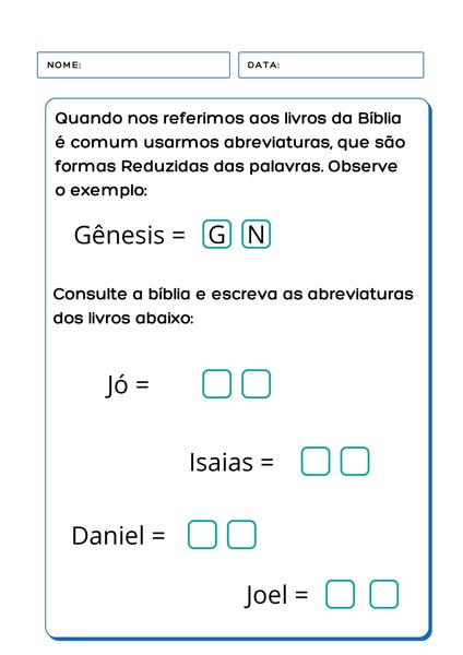Escreva as Abreviaturas dos Livros