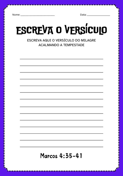 Escreva o Versículo - Acalmando a Tempestade