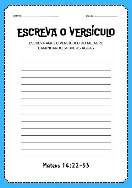 Escreva o Versículo - Caminhando Sobre as Águas