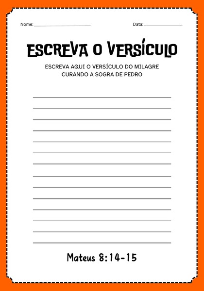 Escreva o Versículo - Curando a Sogra de Pedro