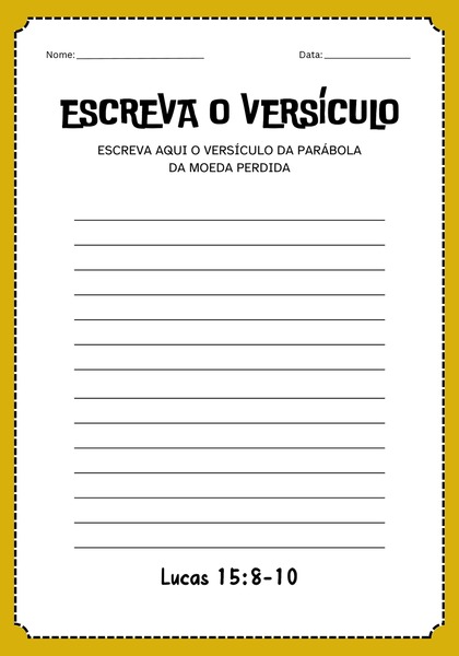 Escreva o Versículo - Parábola da Moeda Perdida