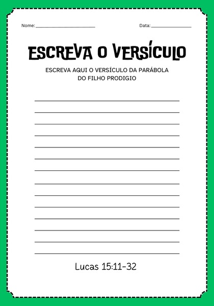 Escreva o Versículo - Parábola do Filho Pródigo