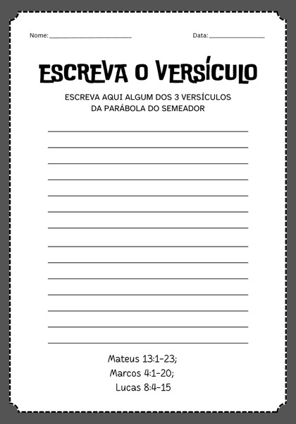 Escreva o Versículo - Parábola do Semeador