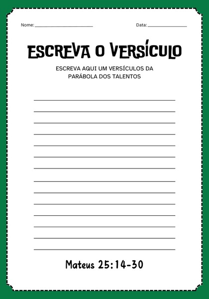 Escreva o Versículo - Parábola dos Talentos