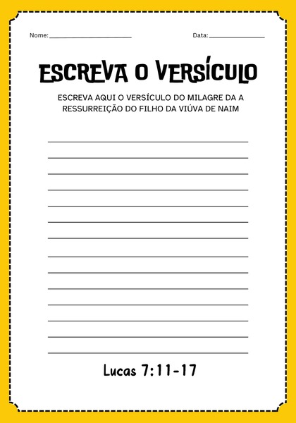 Escreva o Versículo - Ressurreição do Filho da Viúva de Naim