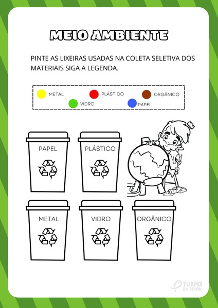 Meio Ambiente - Pinte as Lixeiras