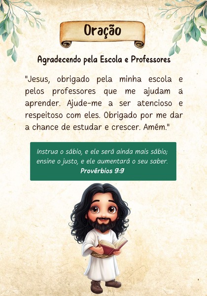 Oração - Agradecendo pela Escola e Professores