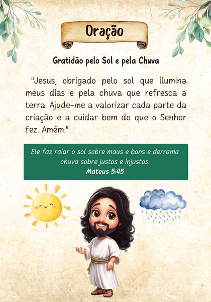 Oração - Gratidão pelo Sol e pela Chuva