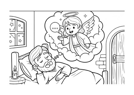 Para Colorir - Anjo e José