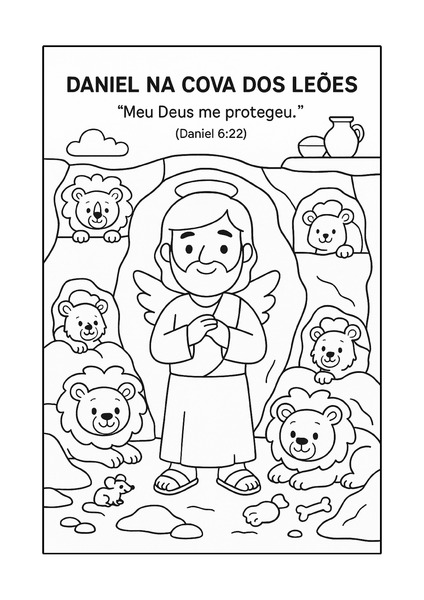 Para Colorir - Daniel na Cova dos Leões