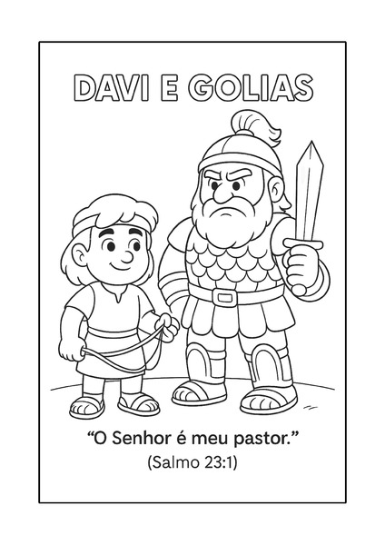 Para Colorir - Davi e Golias