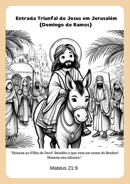 Para Colorir - Entrada Triunfal de Jesus
