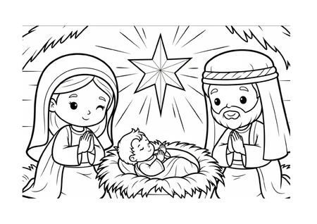 Para Colorir - Jesus, José e Maria