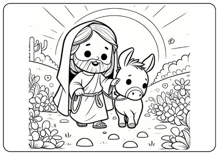 Para Colorir - Jesus e o Jumentinho