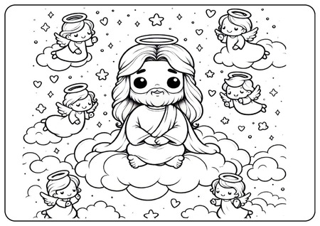 Para Colorir - Jesus e os Anjos