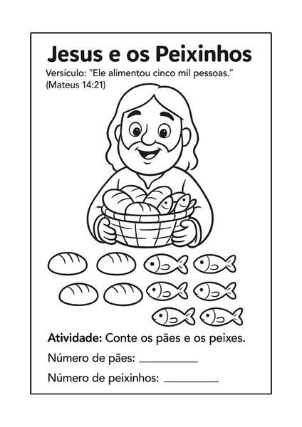 Para Colorir - Jesus e os Peixinhos