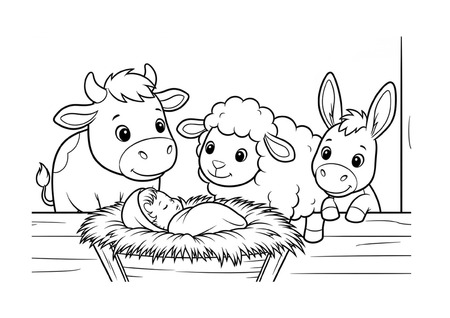 Para Colorir - Jesus na Manjedoura v.2