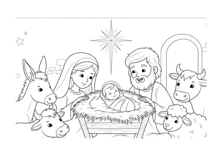 Para Colorir - Jesus na Manjedoura