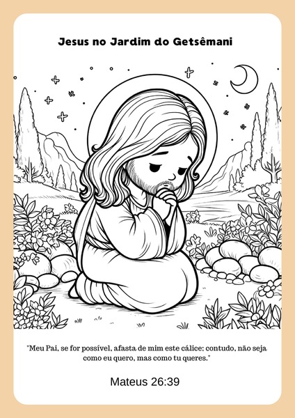 Para Colorir - Jesus no Jardim do Getsêmani
