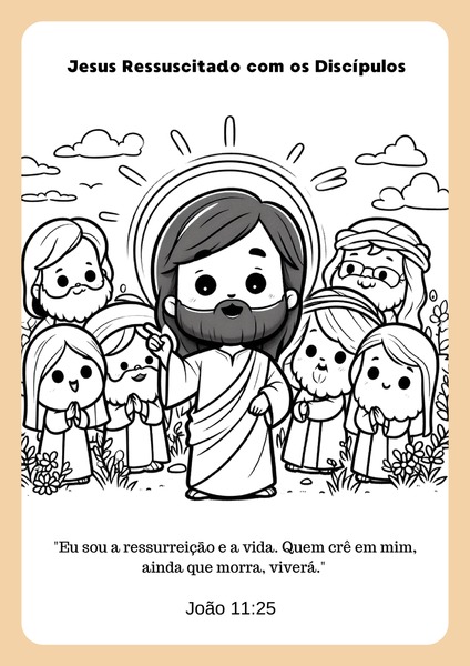 Para Colorir - Jesus Ressuscitado com os Discípulos