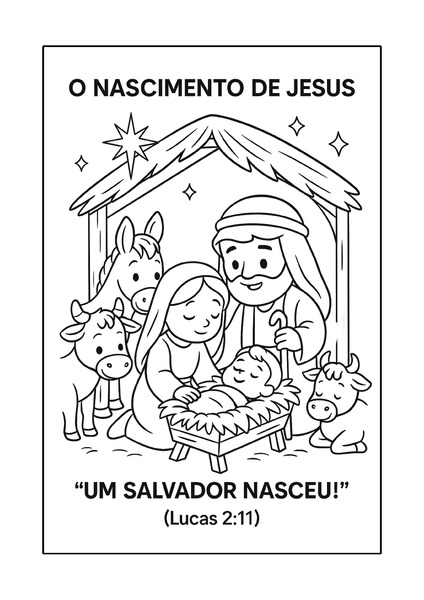 Para Colorir - O Nascimento de Jesus