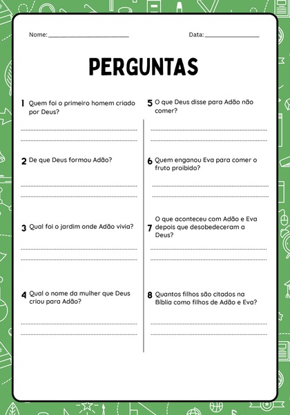 Perguntas - Adão e Eva