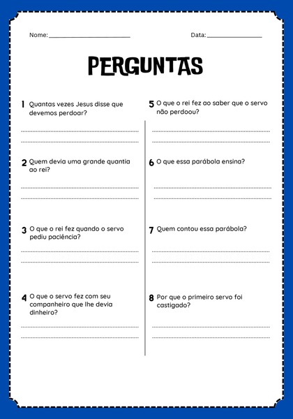 Perguntas - Parábola do Credor Incompassivo