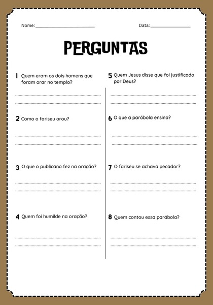 Perguntas - Parábola do Fariseu e o Publicano
