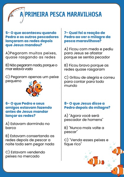 Quiz Bíblico - A Primeira Pesca Maravilhosa