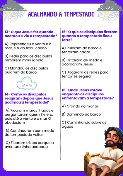 Quiz Bíblico - Acalmando a Tempestade