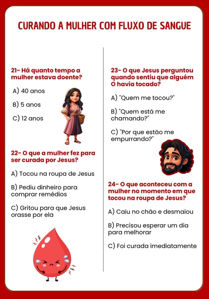 Quiz Bíblico - Curando a Mulher com Fluxo de Sangue