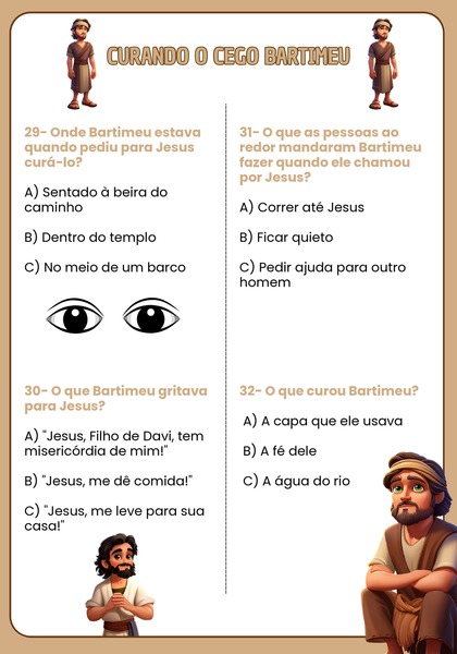 Quiz Bíblico - Curando o Cego Bartimeu