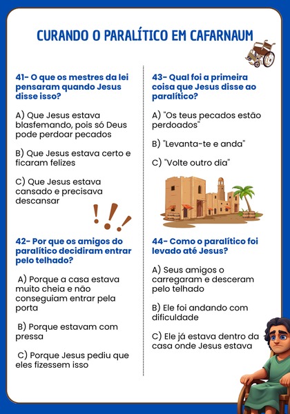 Quiz Bíblico - Curando o Paralítico em Cafarnaum