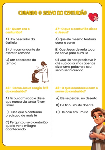 Quiz Bíblico - Curando o Servo do Centurião