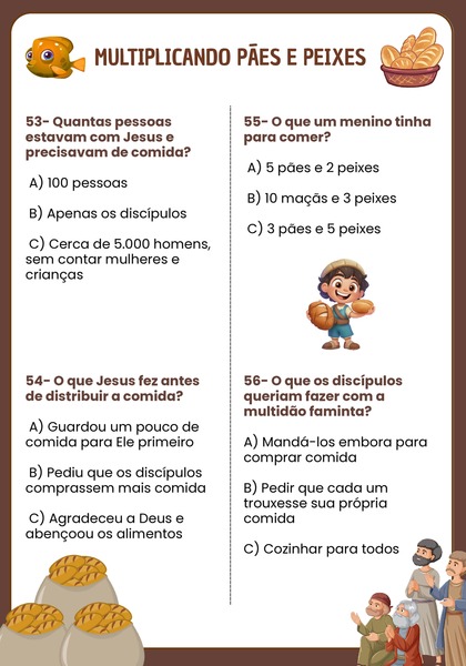 Quiz Bíblico - Multiplicando Pães e Peixes