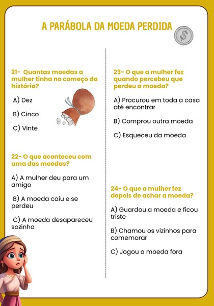 Quiz Bíblico - Parábola da Moeda Perdida
