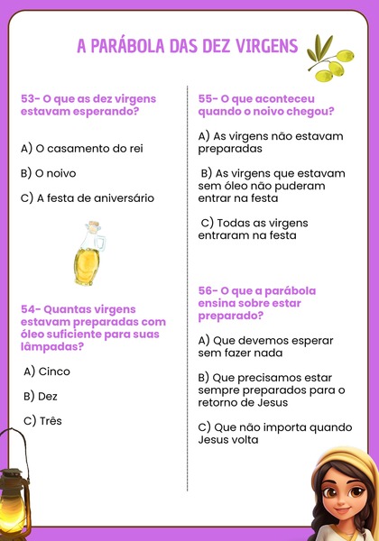 Quiz Bíblico - Parábola das Dez Virgens
