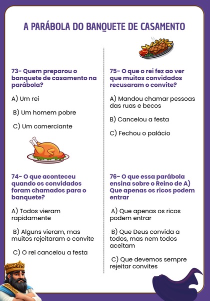 Quiz Bíblico - Parábola do Banquete de Casamento